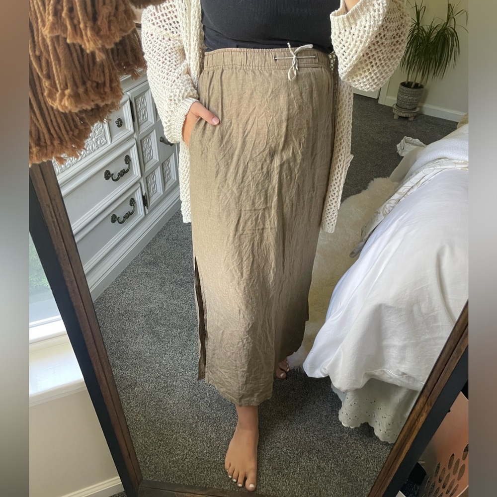 Weekend MaxMara Made in Italy 100% Linen Earth Toned Maxi Women’s Skirt Size 12